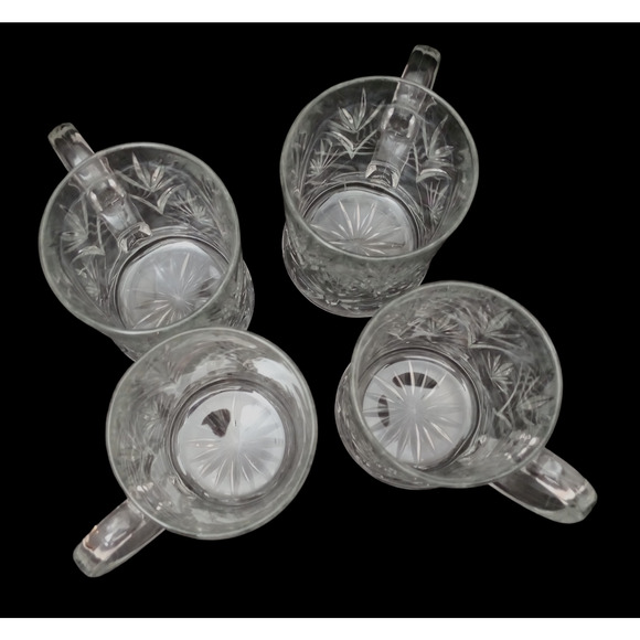 Vtg Paul Sebastian Inc Pressed Glass Mugs Set of 4 - Picture 2 of 4